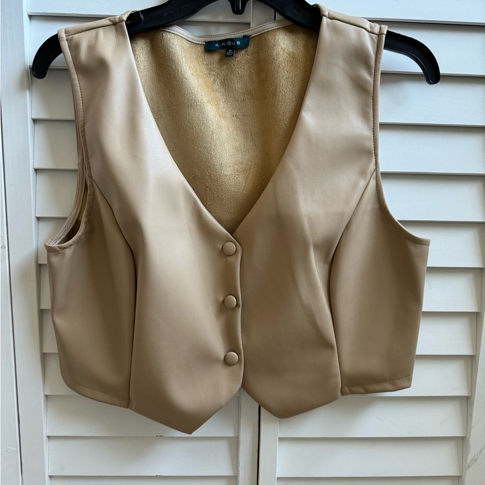 Tan Faux Leather Vest